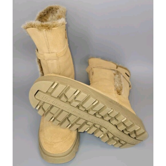 Skechers Suede Chunky Combat Boots Womens 6.5 Tan Strap Side Zip Y2K 90s Grunge - Picture 11 of 16